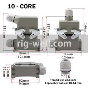 10 Core Side Line Heavy-Duty Multi Pin Electric Male & Female Connector
