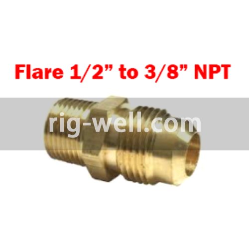 Flare adapter male (brass) 1/2 inch flare to 3/8 inch NPT