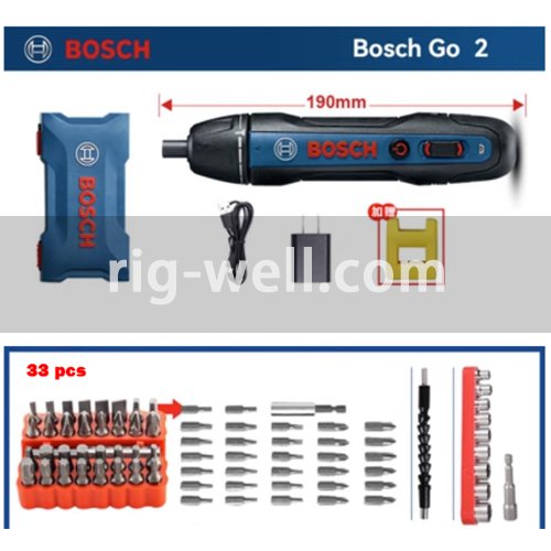 Bosch GO 2 Cordless Screwdriver with 33pcs Drill Bits 0.601.9H2.181